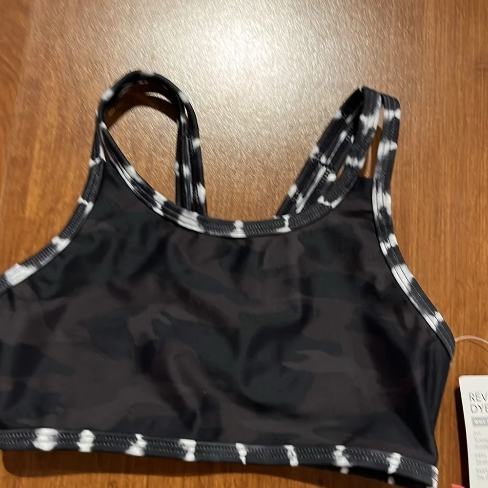 Athleta Girl Camo Tie Dye Mock Neck Rashguard, Bikini Top & Bottom Size 6.